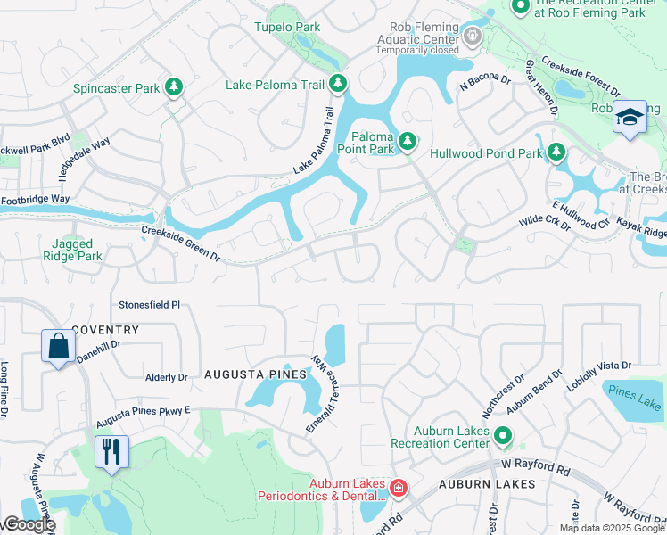 map of restaurants, bars, coffee shops, grocery stores, and more near 18 West Lasting Spring Circle in Spring