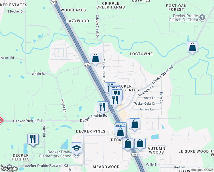 map of restaurants, bars, coffee shops, grocery stores, and more near 32507 Rosella Lane in Pinehurst