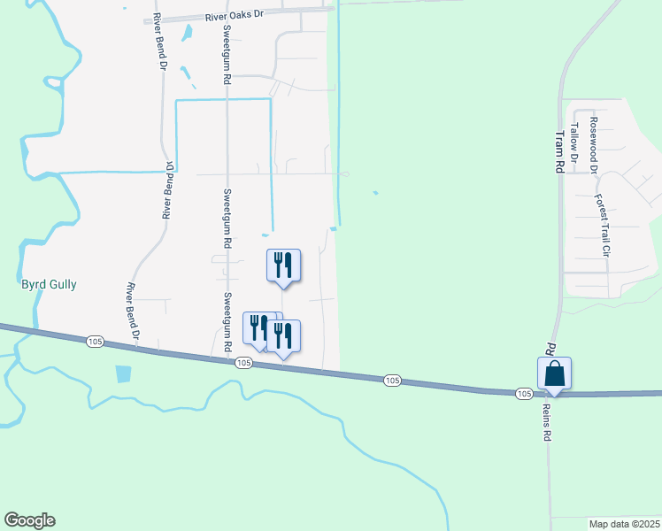 map of restaurants, bars, coffee shops, grocery stores, and more near 7140 Carroll Drive in Beaumont
