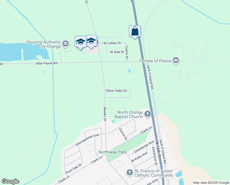 map of restaurants, bars, coffee shops, grocery stores, and more near 2005 Silver Oaks Dr in Orange