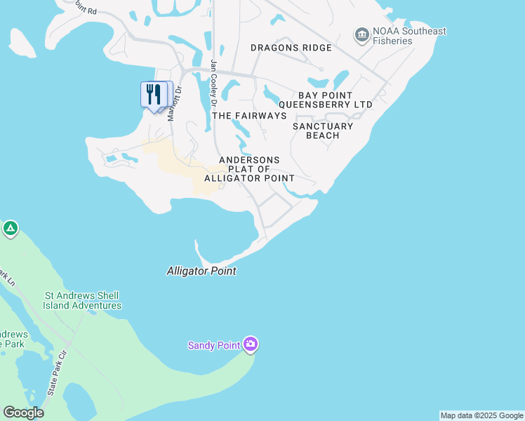 map of restaurants, bars, coffee shops, grocery stores, and more near 4301 Jan Cooley Drive in Panama City Beach