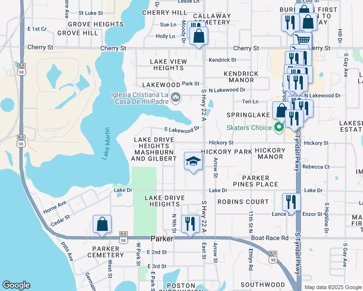 map of restaurants, bars, coffee shops, grocery stores, and more near 4901 Hensey Avenue in Panama City