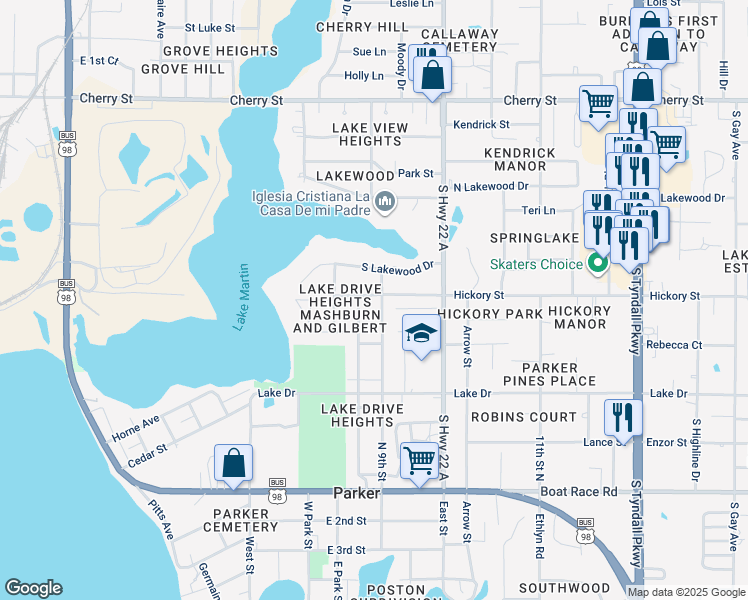 map of restaurants, bars, coffee shops, grocery stores, and more near 4901 Hensey Ave in Panama City