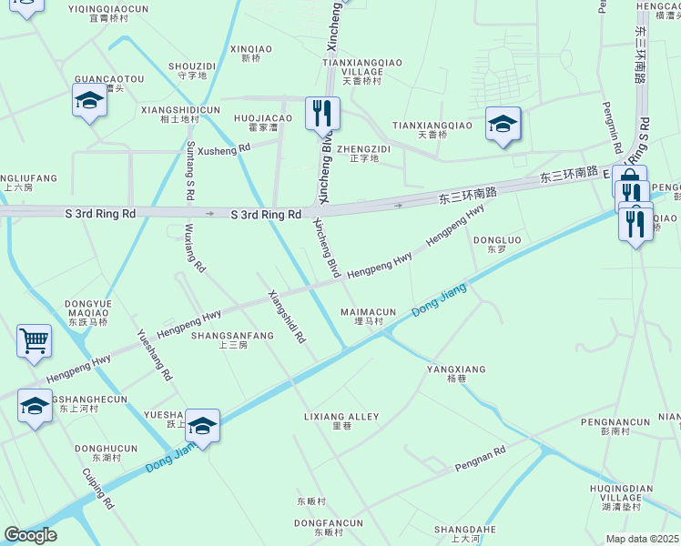 map of restaurants, bars, coffee shops, grocery stores, and more near Xin Cheng Da Dao in Ning Bo Shi