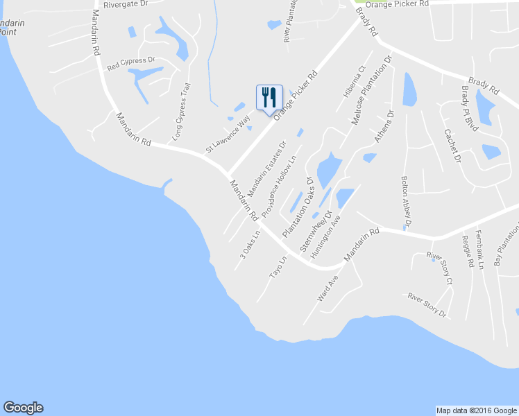 map of restaurants, bars, coffee shops, grocery stores, and more near 13781 Mandarin Road in Jacksonville