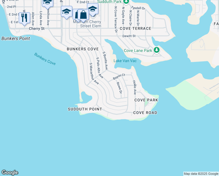 map of restaurants, bars, coffee shops, grocery stores, and more near 421 South Palo Alto Avenue in Panama City