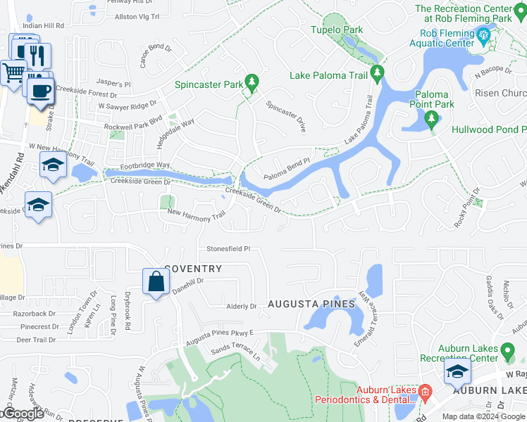 map of restaurants, bars, coffee shops, grocery stores, and more near 2 Sagamore Ridge Place in Spring