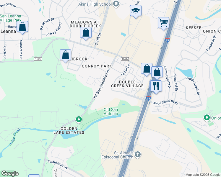 map of restaurants, bars, coffee shops, grocery stores, and more near 1709 Farrah Lane in Austin