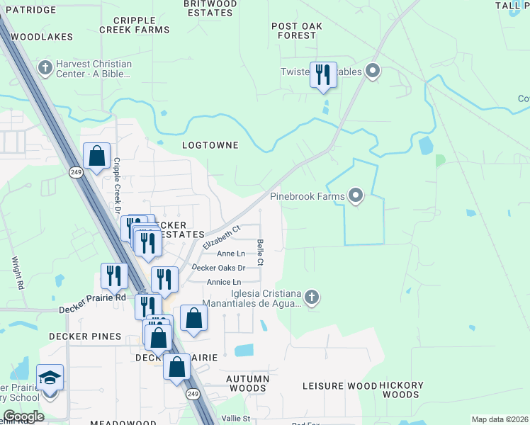 map of restaurants, bars, coffee shops, grocery stores, and more near 11815 Belle Court in Pinehurst