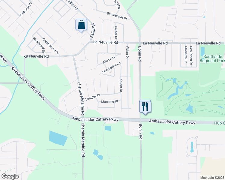 map of restaurants, bars, coffee shops, grocery stores, and more near 113 Anastasie Drive in Lafayette