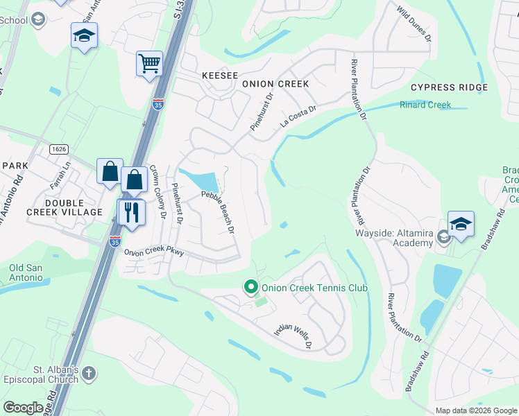 map of restaurants, bars, coffee shops, grocery stores, and more near 10900 Legends Lane in Austin