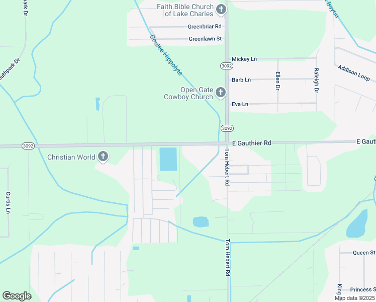 map of restaurants, bars, coffee shops, grocery stores, and more near 2405 E Gauthier Rd in Lake Charles