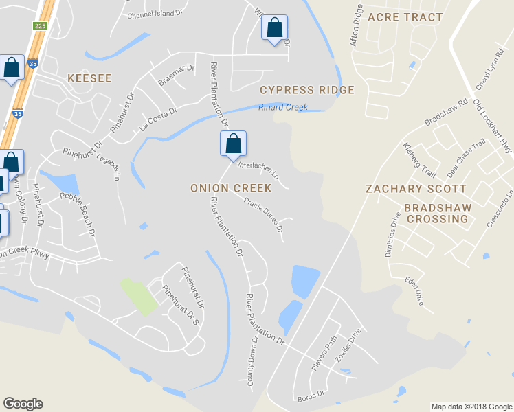 map of restaurants, bars, coffee shops, grocery stores, and more near 4900 Prairie Dunes Drive in Austin