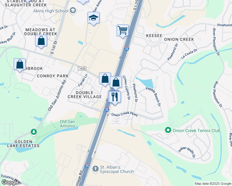 map of restaurants, bars, coffee shops, grocery stores, and more near 2107 Boca Raton Drive in Austin