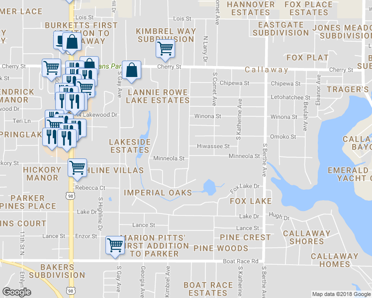 map of restaurants, bars, coffee shops, grocery stores, and more near 238 South Jan Drive in Panama City