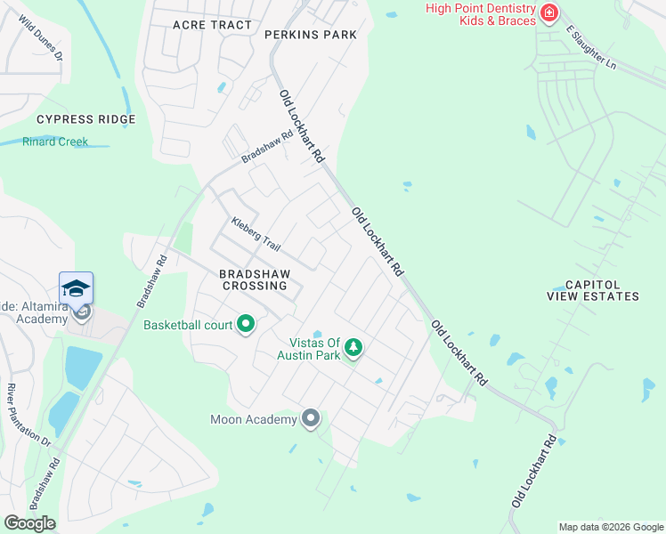 map of restaurants, bars, coffee shops, grocery stores, and more near 10232 Crescendo Lane in Austin