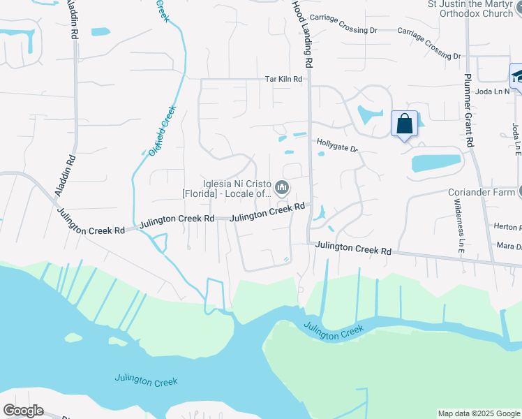 map of restaurants, bars, coffee shops, grocery stores, and more near 4161 Julington Creek Road in Jacksonville