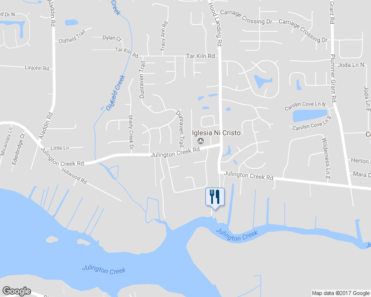 map of restaurants, bars, coffee shops, grocery stores, and more near 4161 Julington Creek Road in Jacksonville