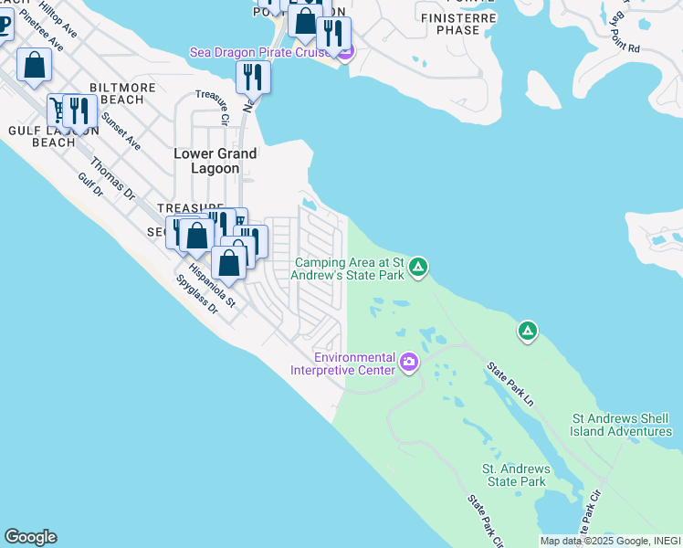 map of restaurants, bars, coffee shops, grocery stores, and more near Marlin Drive in Panama City
