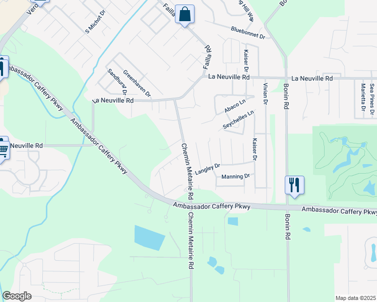 map of restaurants, bars, coffee shops, grocery stores, and more near 209 Chemin Metairie Road in Youngsville