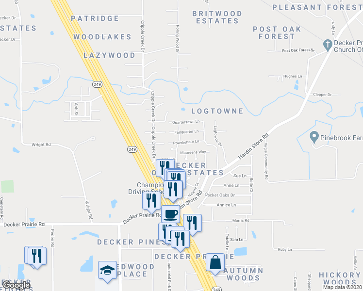 map of restaurants, bars, coffee shops, grocery stores, and more near 12055 Powderhorn Lane in Pinehurst