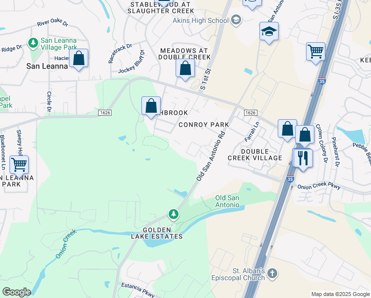 map of restaurants, bars, coffee shops, grocery stores, and more near 403 Anacua Loop in Manchaca