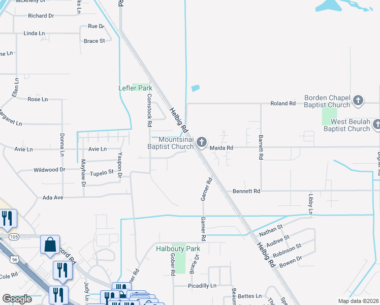 map of restaurants, bars, coffee shops, grocery stores, and more near 4515 Calumet Drive in Beaumont