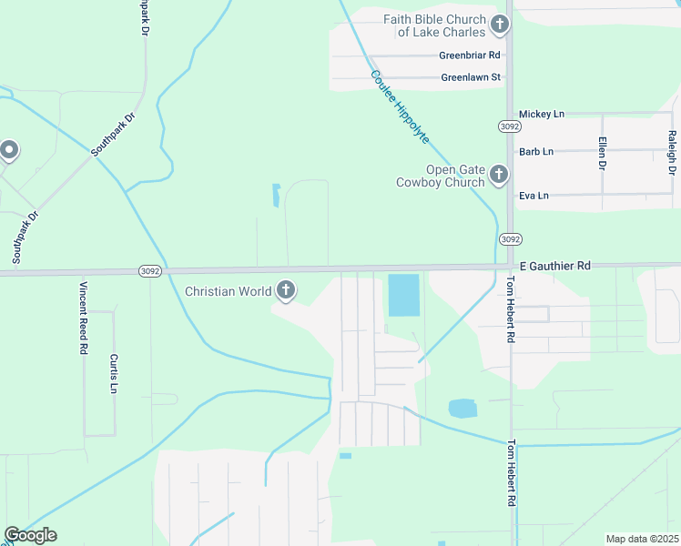 map of restaurants, bars, coffee shops, grocery stores, and more near 2140-2182 East Gauthier Road in Lake Charles