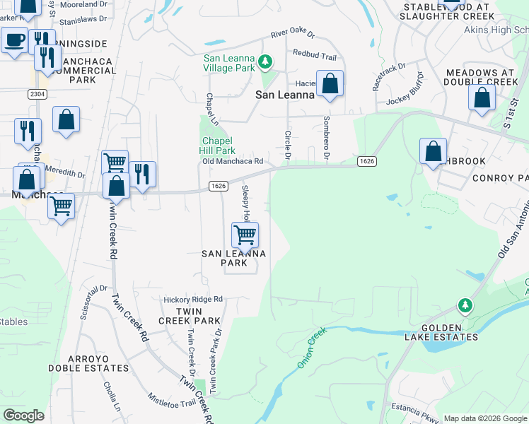 map of restaurants, bars, coffee shops, grocery stores, and more near 11816 Tunnel Trail in Manchaca