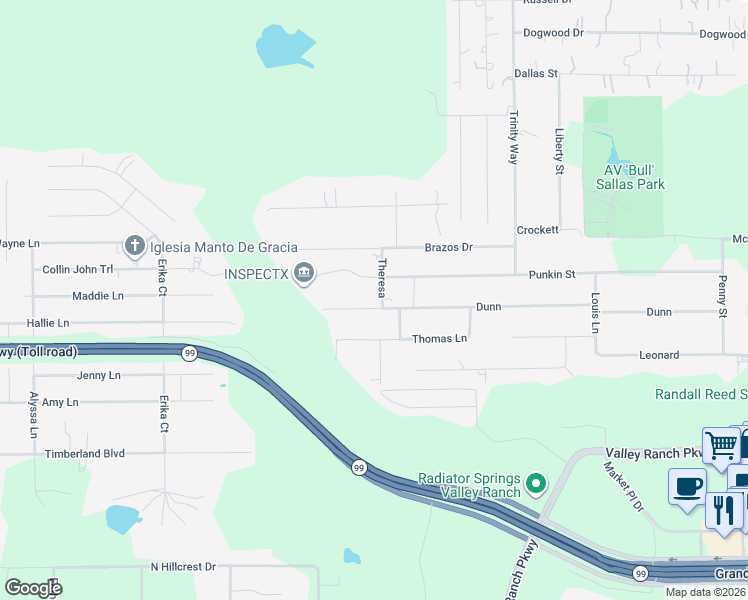 map of restaurants, bars, coffee shops, grocery stores, and more near 21200 Theresa in New Caney