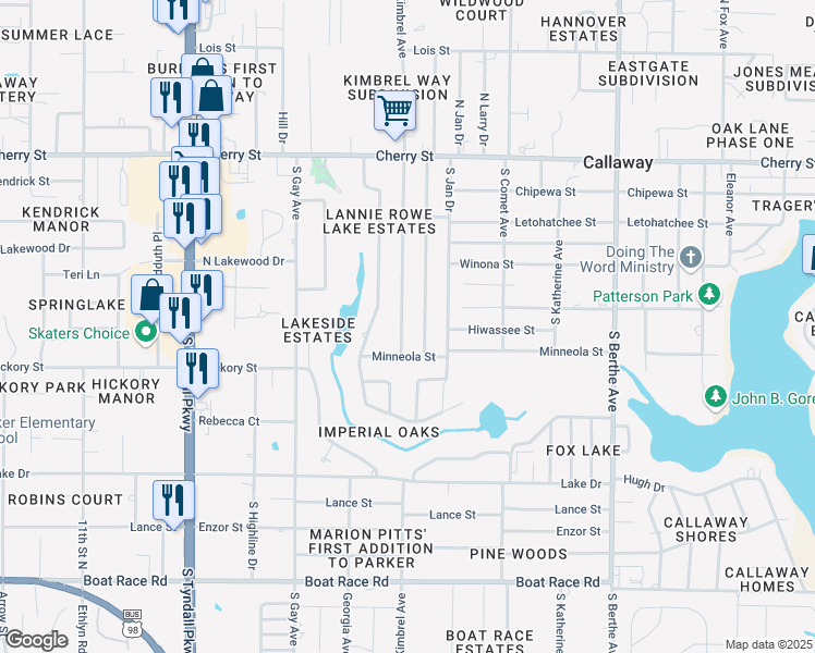 map of restaurants, bars, coffee shops, grocery stores, and more near 235 South Kimbrel Avenue in Panama City