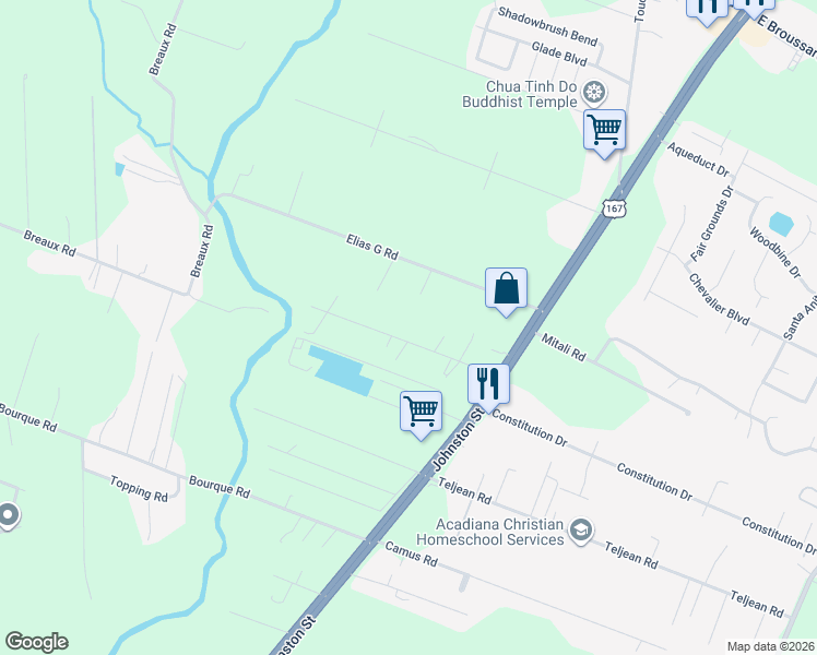 map of restaurants, bars, coffee shops, grocery stores, and more near 149-153 Malveaux Road in Lafayette