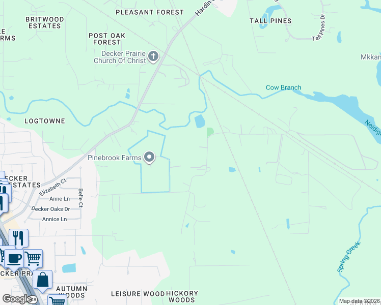 map of restaurants, bars, coffee shops, grocery stores, and more near 1111 Virgie Community Road in Magnolia