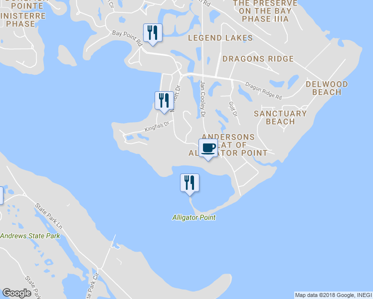 map of restaurants, bars, coffee shops, grocery stores, and more near 4100 Marriott Drive in Panama City
