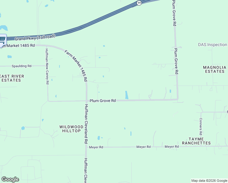 map of restaurants, bars, coffee shops, grocery stores, and more near 2525 Huffman-Cleveland Road in New Caney