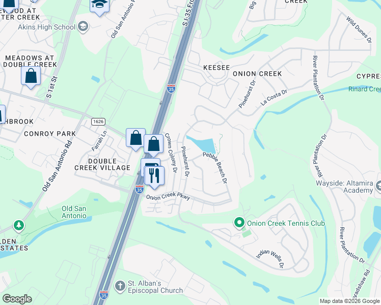 map of restaurants, bars, coffee shops, grocery stores, and more near 2207 Boca Raton Drive in Austin