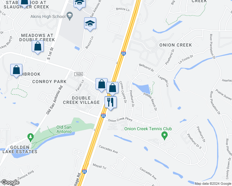 map of restaurants, bars, coffee shops, grocery stores, and more near 2110 Boca Raton Drive in Austin