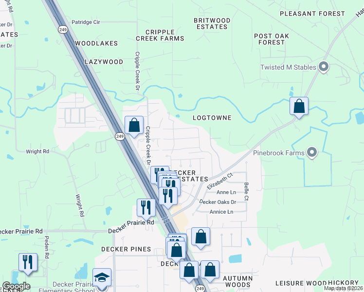 map of restaurants, bars, coffee shops, grocery stores, and more near 12055 Powderhorn Lane in Pinehurst