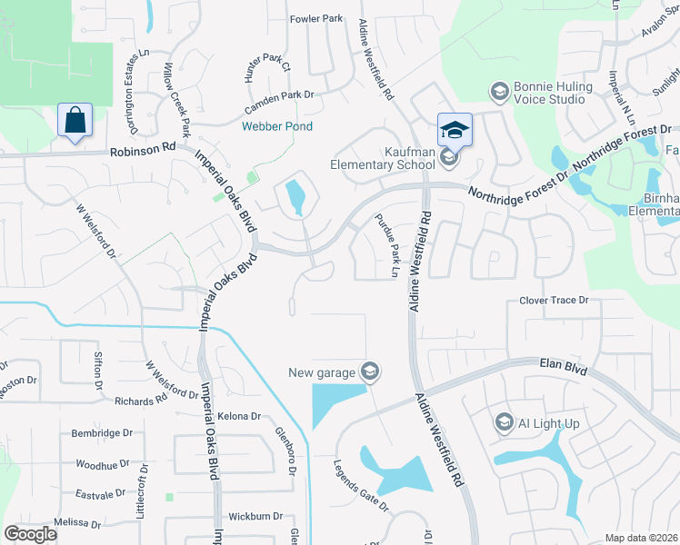 map of restaurants, bars, coffee shops, grocery stores, and more near 31022 North Imperial Path Lane in Spring