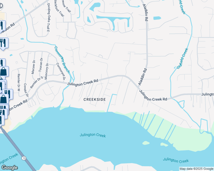 map of restaurants, bars, coffee shops, grocery stores, and more near 5470 Dogwood Hill Drive in Jacksonville