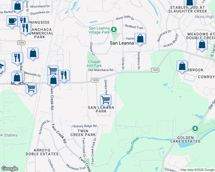 map of restaurants, bars, coffee shops, grocery stores, and more near 11816 Tunnel Trail in Manchaca