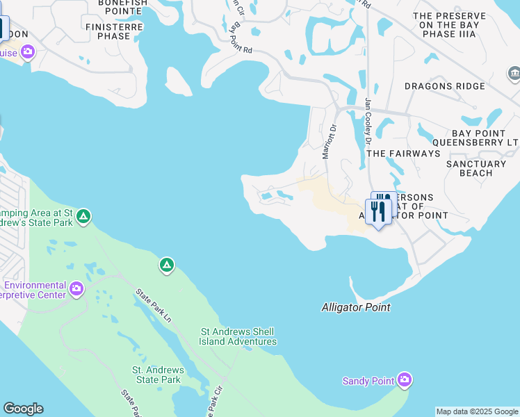 map of restaurants, bars, coffee shops, grocery stores, and more near 4500 Kingfish Lane in Panama City