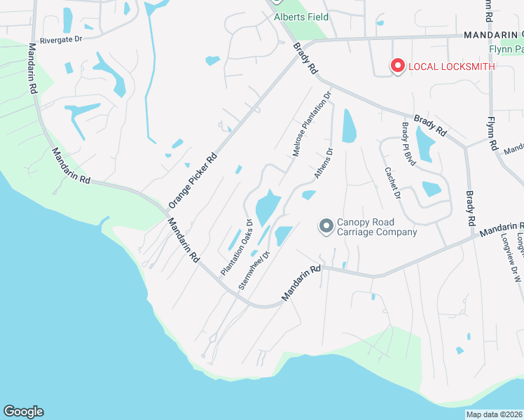 map of restaurants, bars, coffee shops, grocery stores, and more near 1779 Plantation Oaks Drive in Jacksonville