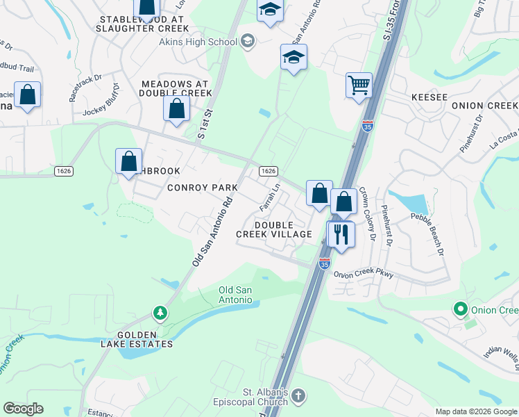 map of restaurants, bars, coffee shops, grocery stores, and more near 11301 Old San Antonio Road in Manchaca