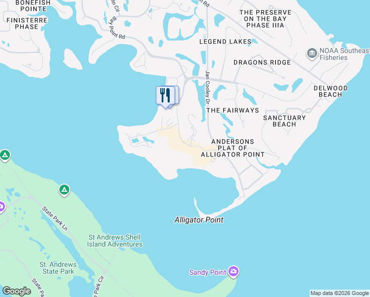 map of restaurants, bars, coffee shops, grocery stores, and more near 4100 Marriott Drive in Panama City Beach