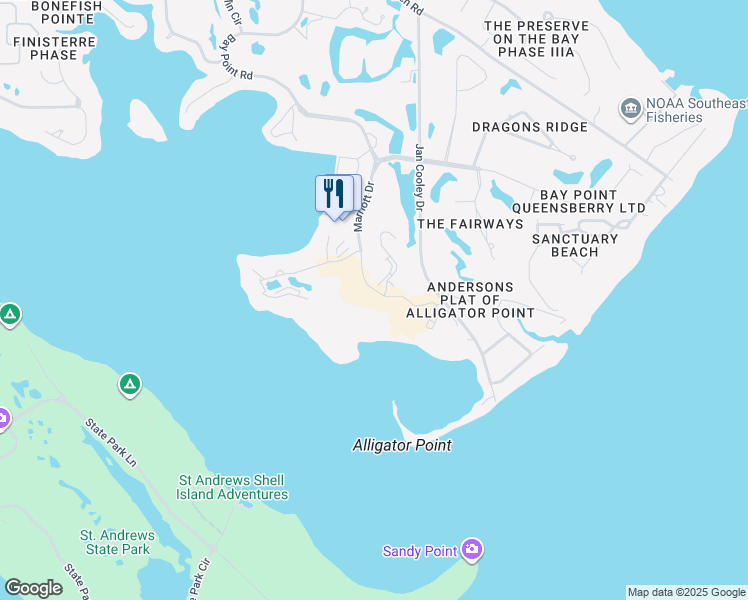 map of restaurants, bars, coffee shops, grocery stores, and more near Loch Legend Lane in Panama City