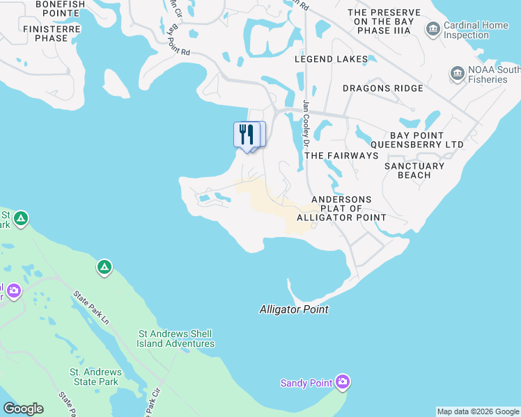 map of restaurants, bars, coffee shops, grocery stores, and more near 4000 Marriott Drive in Panama City Beach