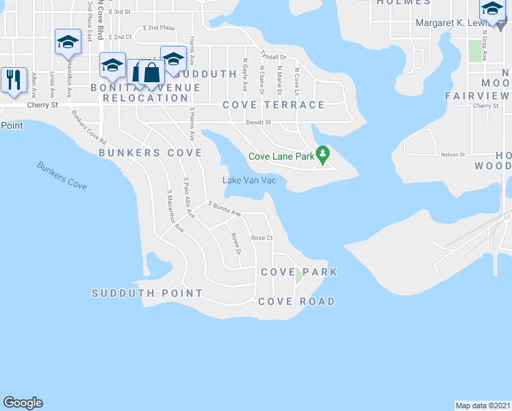 map of restaurants, bars, coffee shops, grocery stores, and more near 1315 Bayou Ct in Panama City