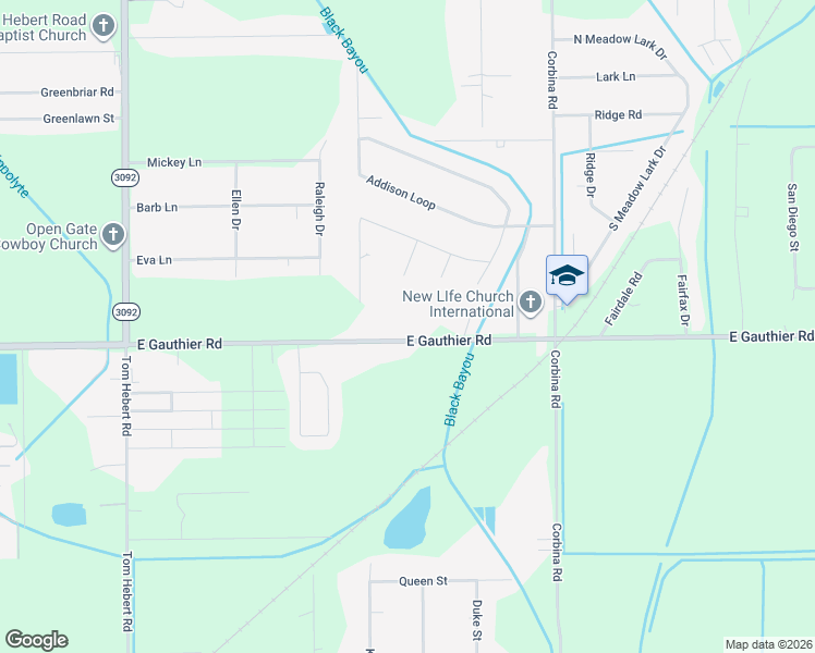 map of restaurants, bars, coffee shops, grocery stores, and more near 2864 East Gauthier Road in Lake Charles