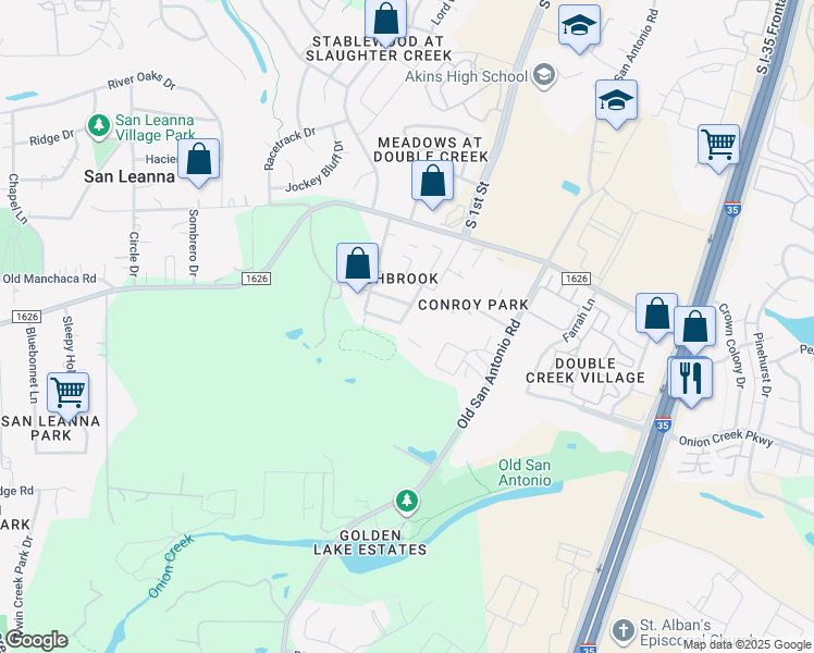 map of restaurants, bars, coffee shops, grocery stores, and more near 11525 Autumn Ash Drive in Manchaca